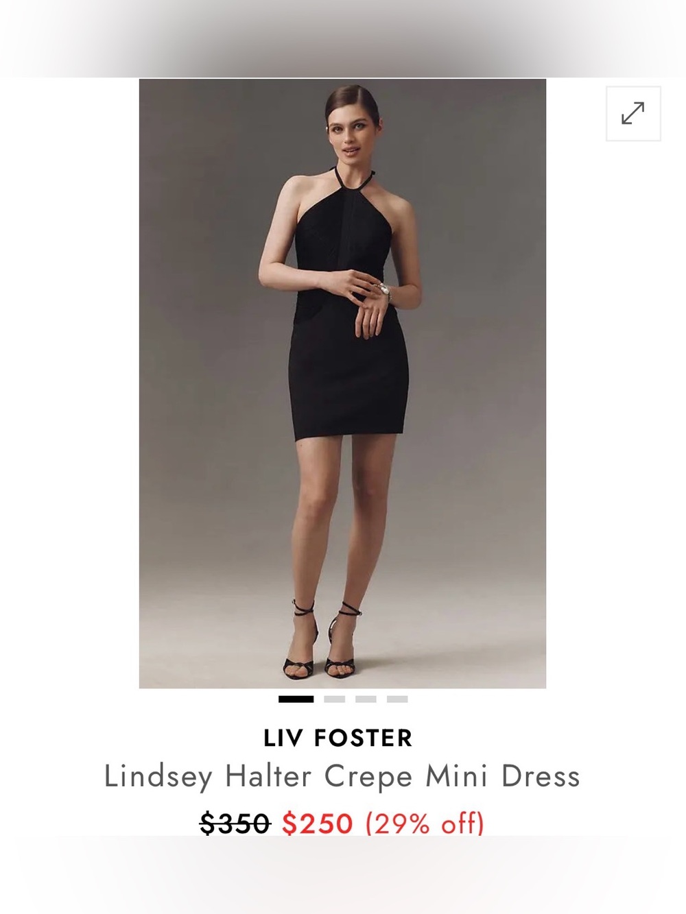 Liv Foster Lindsey Crepe Backless Black Halter Mini Dress Cocktail Elegant